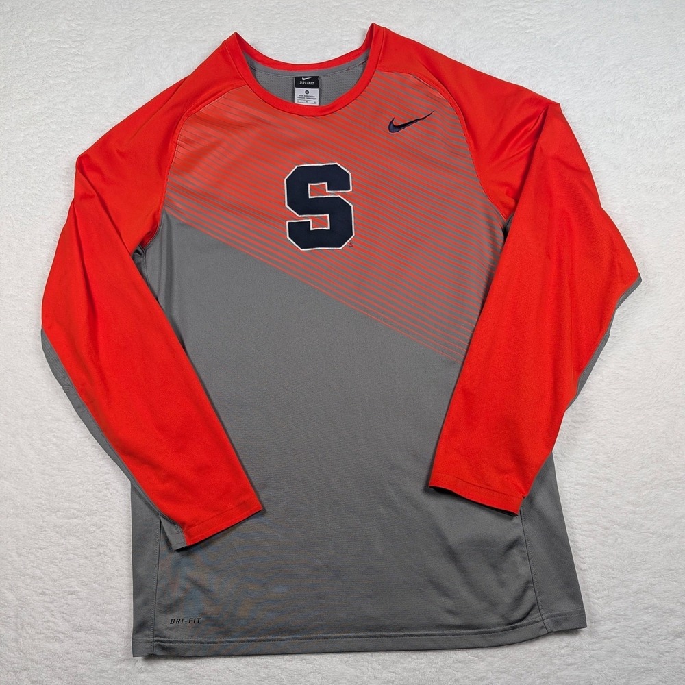 Syracuse Orange Shirt Long Sleeve‎ Mens XL Gray NCAA Basketball Nike Dri-FIT - Picture 2 of 12